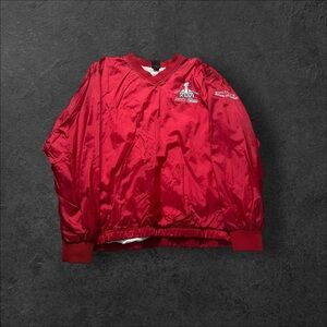 Vtg Super Bowl Jacket Mens XL Red  Pullover Windbreaker Giants Patriots NFL Y2K